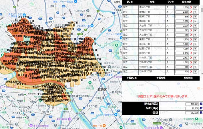 足立区全域での配布枚数