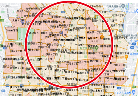 宮前区鷺沼周辺配布エリア